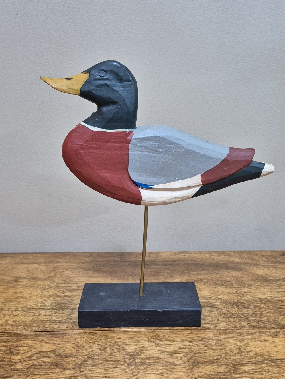 MILLARD LISTER Decorative Wooden Rustic Folk Art Drake Mallard Duck Decor